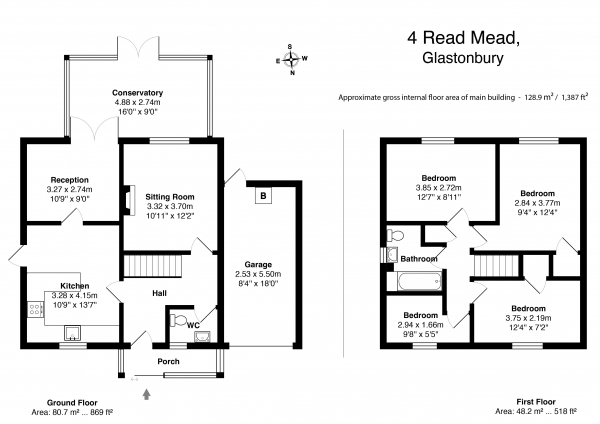 Floor Plan for 4 Bedroom Detached House to Rent in Glastonbury, BA6, 8DN - £323 pw | £1400 pcm