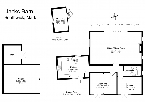 Floor Plan for 2 Bedroom Property for Sale in Southwick, Mark, Mark, TA9, 4LH - Guide Price &pound575,000