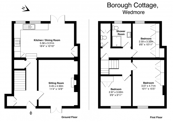 Floor Plan Image for 3 Bedroom Terraced House for Sale in The Borough, Wedmore