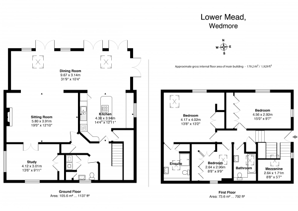 Floor Plan Image for 3 Bedroom Detached House to Rent in Lower Mead, Grants Lane, Wedmore BS28 4EA