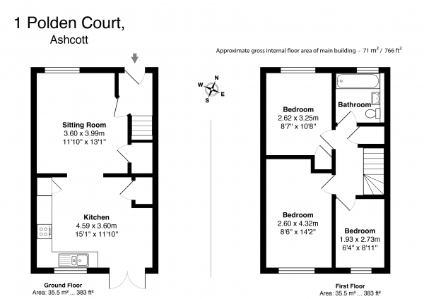 Floor Plan Image for 3 Bedroom Semi-Detached House for Sale in The Batch, Ashcott