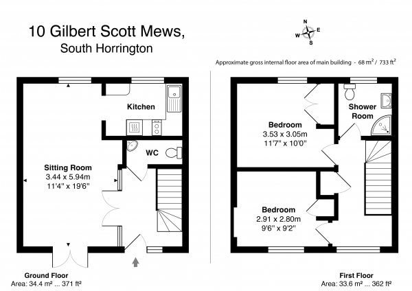 Floor Plan Image for 2 Bedroom Terraced House for Sale in Gilbert Scott Mews, South Horrington, Wells