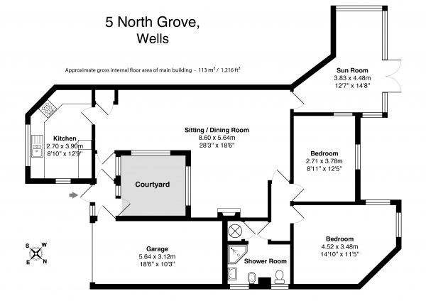 Floor Plan Image for 2 Bedroom Semi-Detached Bungalow for Sale in North Grove, Wells