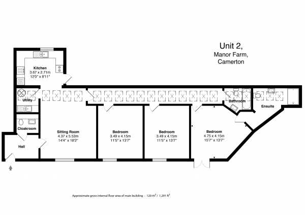 Floor Plan Image for 3 Bedroom Barn Conversion for Sale in 2 Manor Farm, Camerton, Nr. Bath