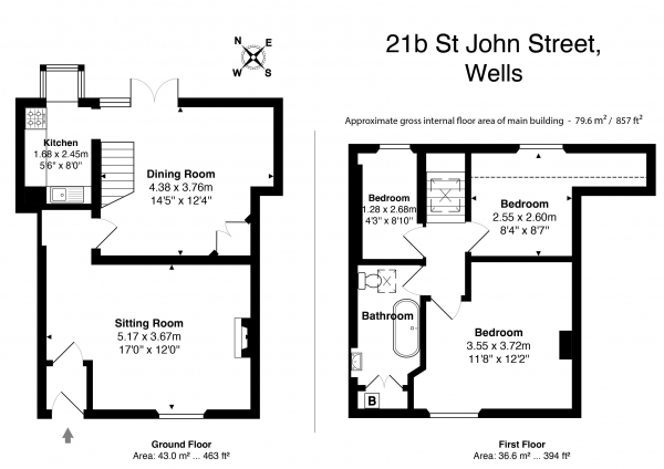 Floor Plan Image for 2 Bedroom Town House for Sale in St. John Street, Wells