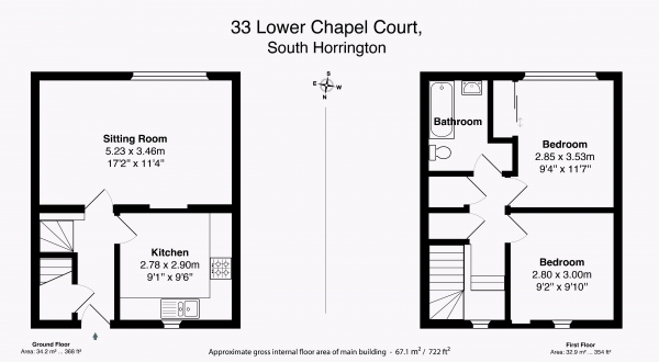 Floor Plan Image for 2 Bedroom Terraced House for Sale in Lower Chapel Court, South Horrington, Wells