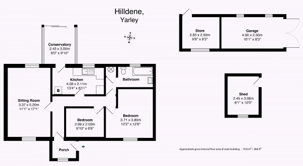 Floor Plan Image for 2 Bedroom Bungalow for Sale in Yarley Hill, Wells