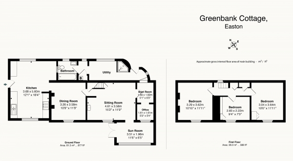 Floor Plan for 3 Bedroom Semi-Detached House for Sale in Easton, Wells, Easton, BA5, 1EA - Guide Price &pound460,000