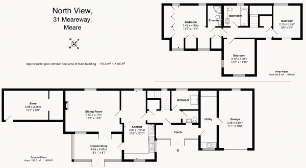 Floor Plan Image for 3 Bedroom Detached House for Sale in Meareway, between Wedmore and Glastonbury