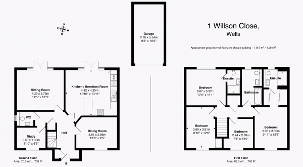 Floor Plan Image for 4 Bedroom Town House for Sale in Willson Close, Wells