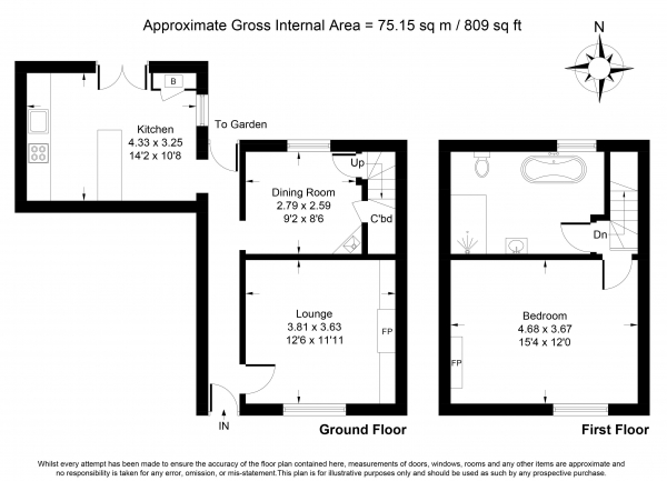 Floor Plan Image for 1 Bedroom Terraced House for Sale in Somerton