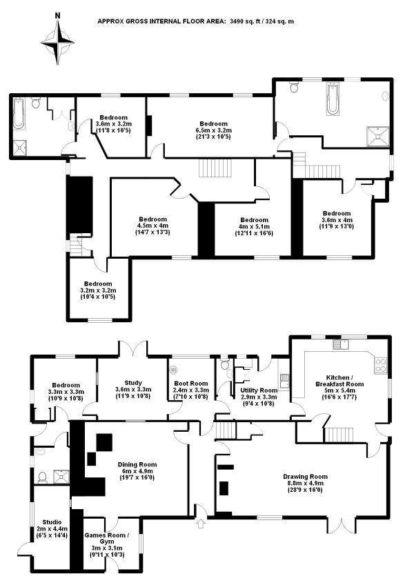 Floor Plan Image for 5 Bedroom Detached House to Rent in Ham Street, Glastonbury