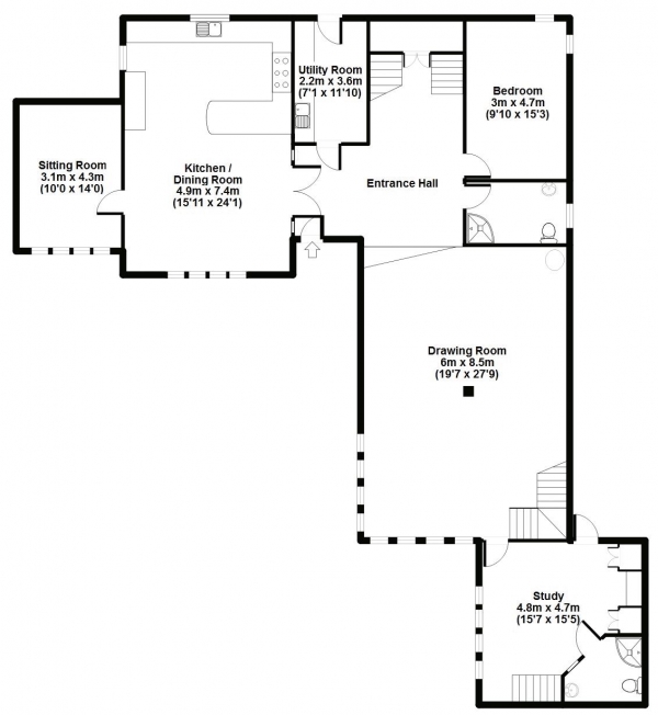 Floor Plan Image for 4 Bedroom Detached House to Rent in Central Wells