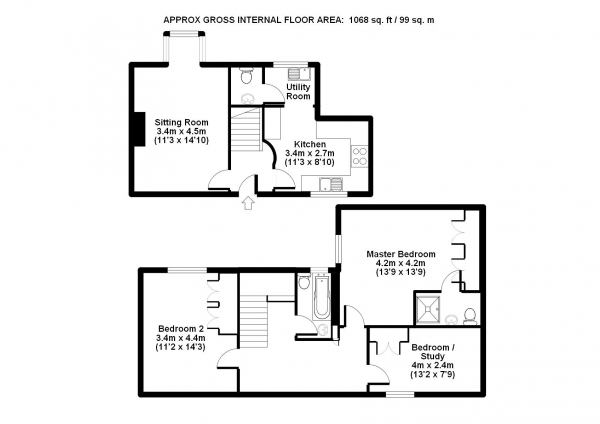 Floor Plan Image for 3 Bedroom Cottage for Sale in Elmsett Hall, Wedmore