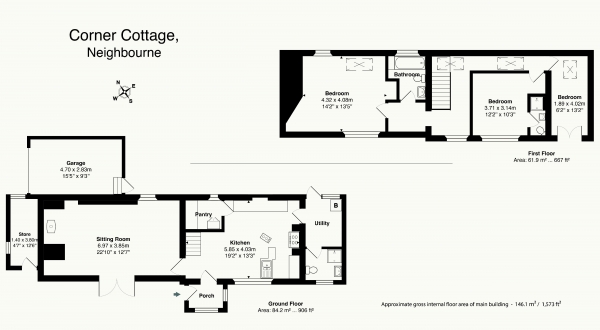 Floor Plan Image for 3 Bedroom Detached House for Sale in Neighbourne. A small rural hamlet.