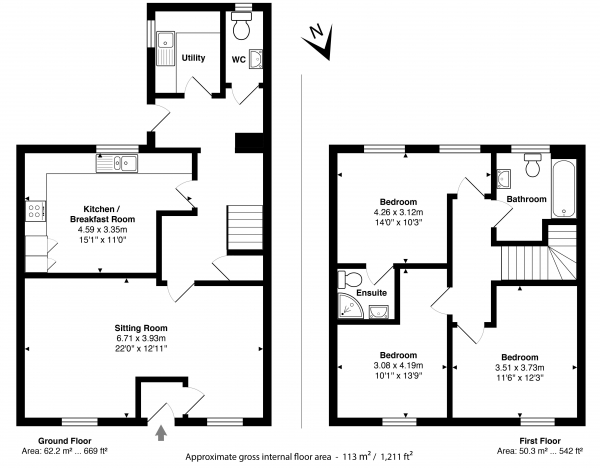 Floor Plan Image for 3 Bedroom Property to Rent in Station Road, Castle Cary