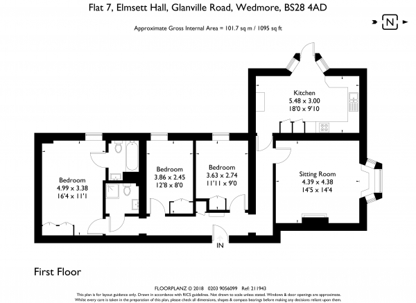 Floor Plan Image for 3 Bedroom Apartment to Rent in Glanville Road, Wedmore