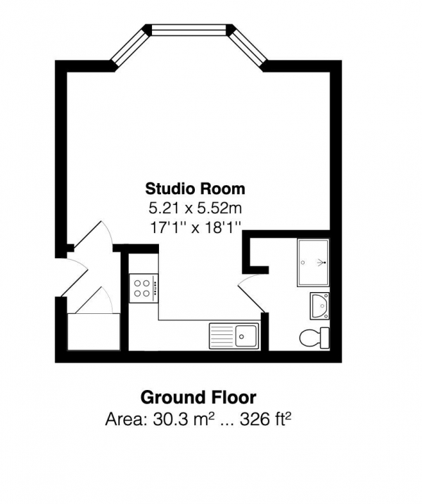 Floor Plan Image for Studio Flat to Rent in Buckingham Place, Brighton