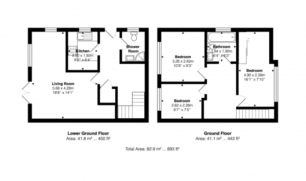 Floor Plan Image for 3 Bedroom Maisonette to Rent in Mile Oak Road, Brighton