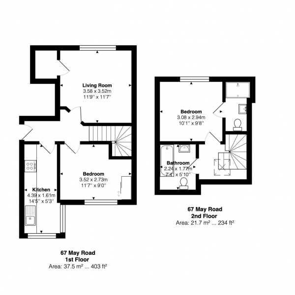 Floor Plan Image for 2 Bedroom Maisonette to Rent in May Road, Brighton