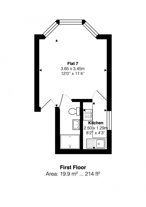 Floor Plan Image for Studio Flat to Rent in Lorna Road, Hove