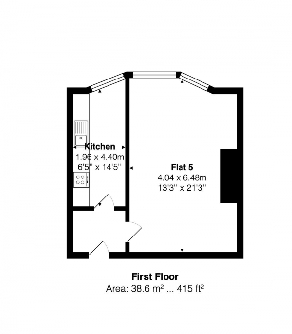 Floor Plan for Studio Flat to Rent in Chesham Place, Brighton, BN2, 1FB - £196 pw | £850 pcm