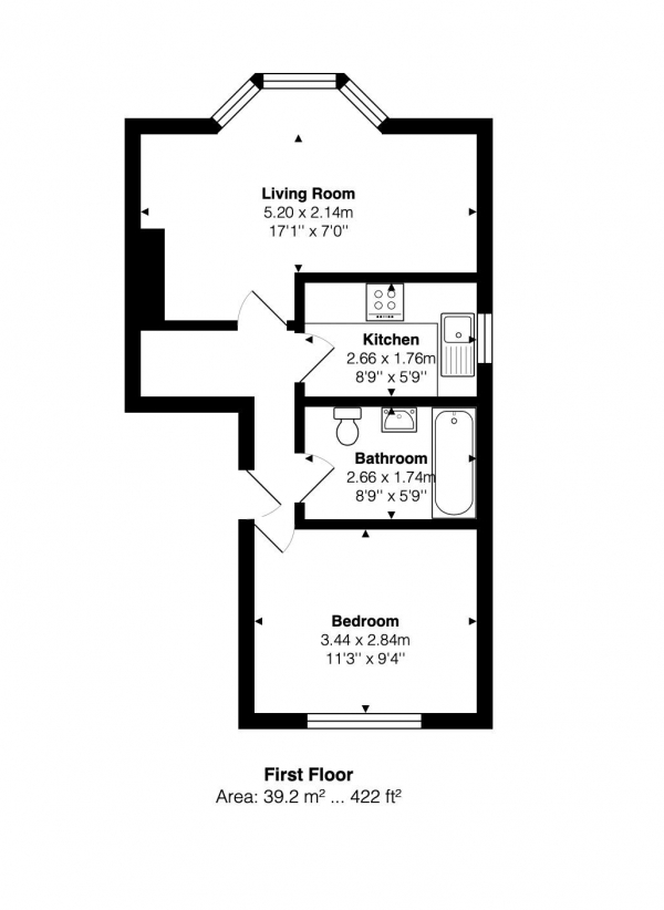 Floor Plan Image for 1 Bedroom Flat to Rent in Russell Square, Brighton