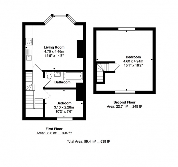 Floor Plan for 2 Bedroom Maisonette to Rent in Upper Lewes Road, Brighton, BN2, 3FE - £300 pw | £1300 pcm