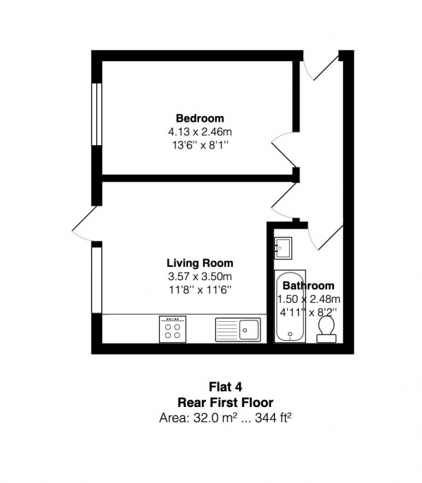 Floor Plan Image for 1 Bedroom Flat to Rent in Devonshire Place, Brighton