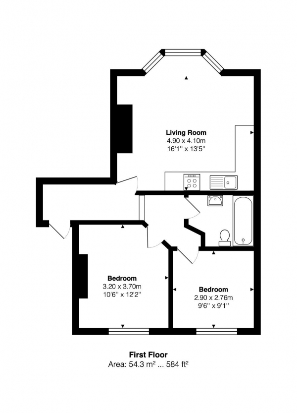 Floor Plan for 2 Bedroom Flat to Rent in Queens Road, Brighton, BN1, 3XB - £317 pw | £1375 pcm