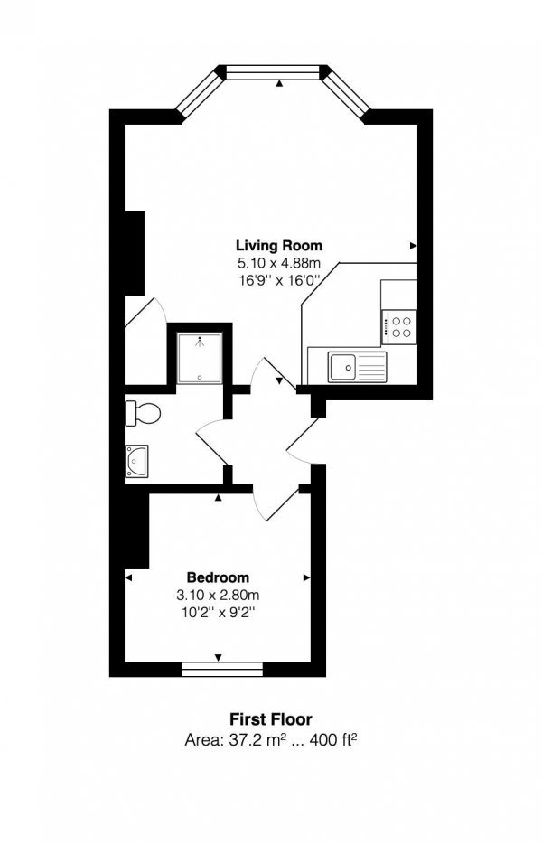 Floor Plan Image for 1 Bedroom Flat to Rent in Queens Road, Brighton