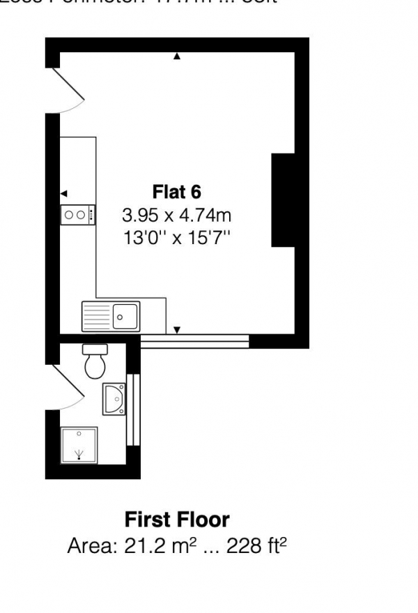 Floor Plan for Studio Flat to Rent in Chesham Place, Brighton, BN2, 1FB - £167 pw | £725 pcm