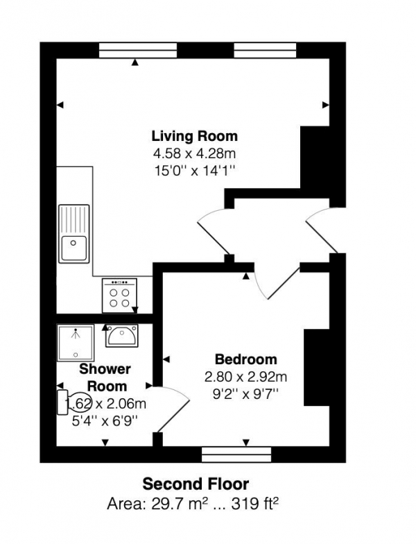 Floor Plan for 1 Bedroom Flat to Rent in Gardner Street, Brighton, BN1, 1UN - £254 pw | £1100 pcm