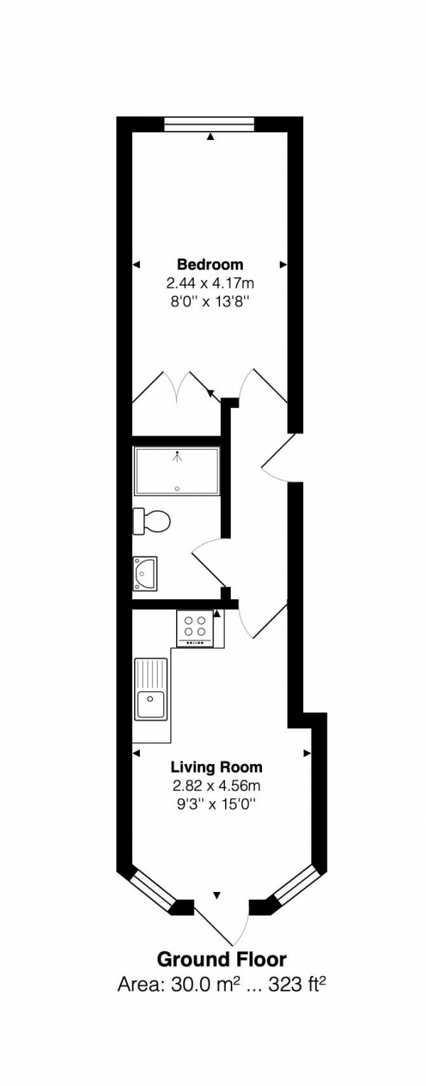 Floor Plan for 1 Bedroom Flat to Rent in Springfield Road, Brighton, BN1, 6DB - £225 pw | £975 pcm