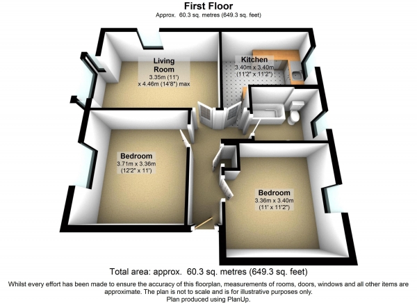 Floor Plan Image for 2 Bedroom Flat to Rent in Windsor Close, Hove