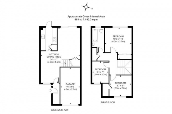 Floor Plan Image for 3 Bedroom Semi-Detached House for Sale in Ruspers, Burgess Hill