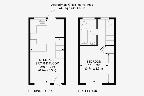 Floor Plan Image for 1 Bedroom Terraced House for Sale in Perryfields, Burgess Hill