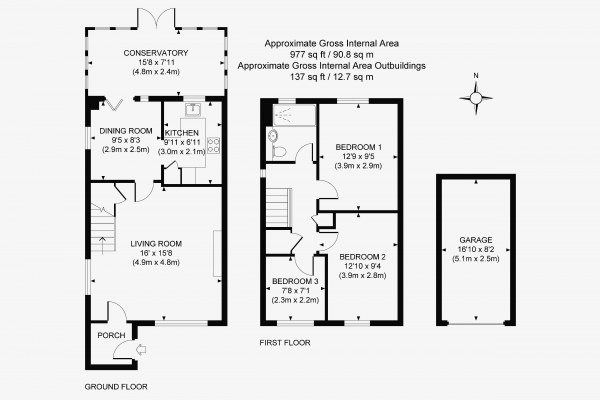 Floor Plan Image for 3 Bedroom End of Terrace House for Sale in Badgers Walk, Burgess Hill