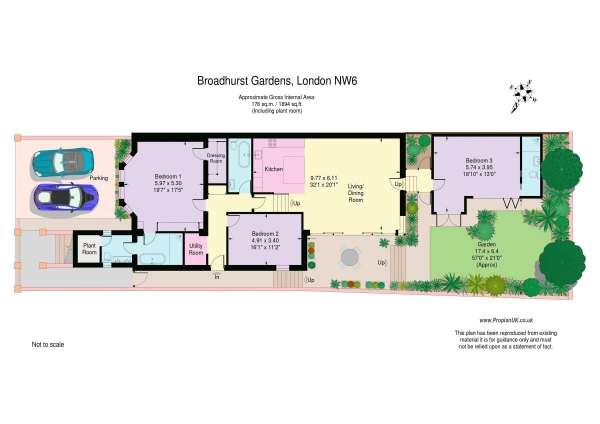 Floor Plan Image for 3 Bedroom Apartment for Sale in Broadhurst Gardens, South Hampstead, London NW6