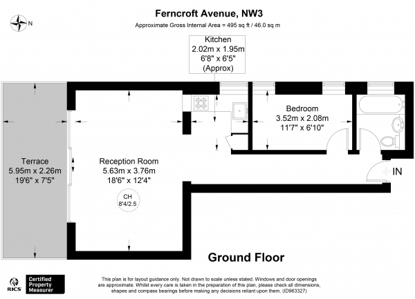 Floor Plan Image for 1 Bedroom Apartment for Sale in Ferncroft Avenue, Hampstead, London NW3