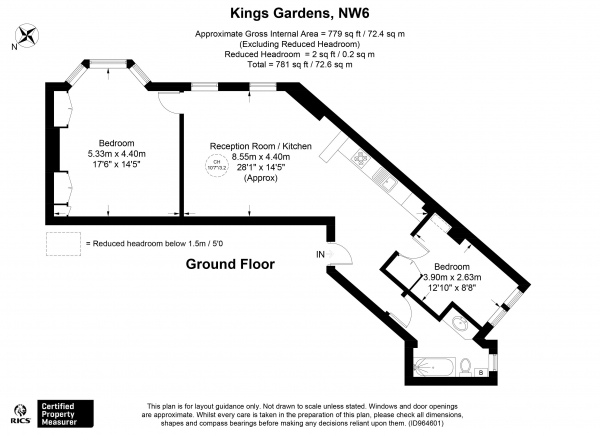 Floor Plan Image for 2 Bedroom Apartment for Sale in Kings Gardens, West End Lane, West Hampstead, London NW6