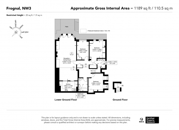 Floor Plan Image for 3 Bedroom Apartment for Sale in Frognal, Hampstead, London NW3