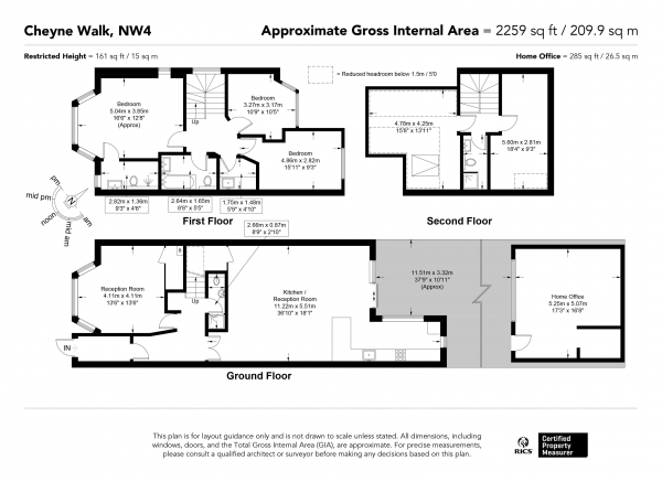 Floor Plan Image for 5 Bedroom Semi-Detached House for Sale in Cheyne Walk, Hendon, London NW4