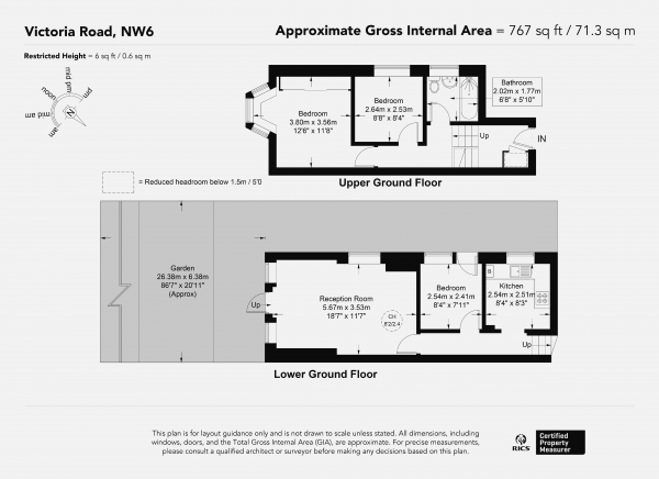 Floor Plan Image for 3 Bedroom Apartment for Sale in Victoria Road, Queens Park, London NW6