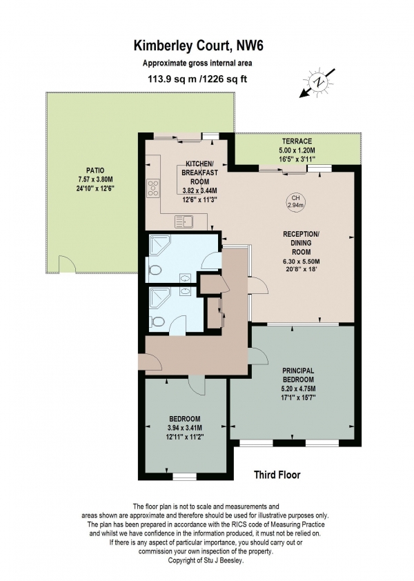 Floor Plan Image for 2 Bedroom Apartment for Sale in Kimberley Court, Kimberley Road, Queens Park, London NW6