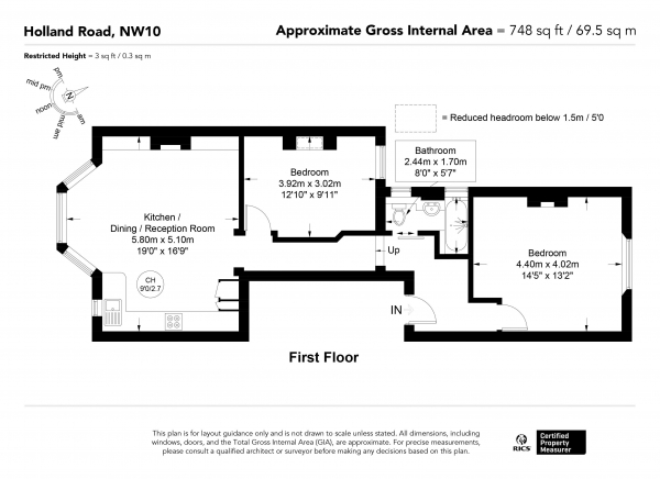 Floor Plan Image for 2 Bedroom Apartment for Sale in Holland Road, Kensal Rise, London NW10