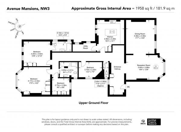 Floor Plan Image for 4 Bedroom Apartment for Sale in Avenue Mansions, Finchley Road, Hampstead, London NW3