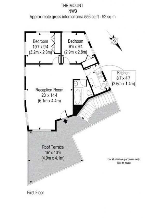 Floor Plan Image for 2 Bedroom Apartment to Rent in The Mount, Hampstead Village, London NW3