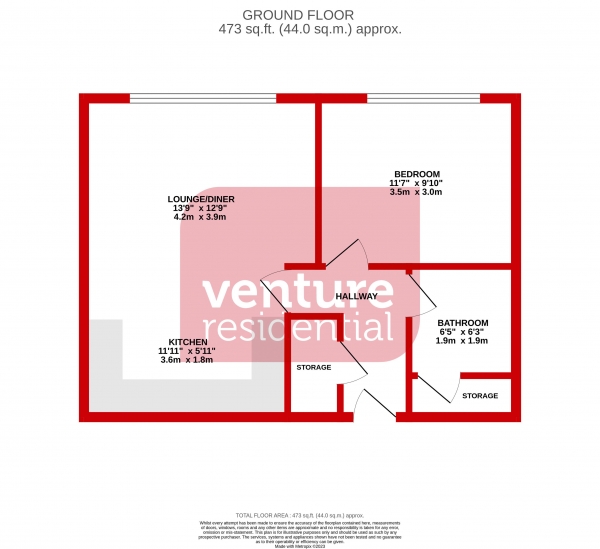 Floor Plan Image for 1 Bedroom Ground Flat for Sale in Church Street, Dunstable