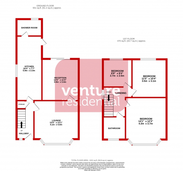 Floor Plan Image for 3 Bedroom Semi-Detached House for Sale in Alton Road, Luton